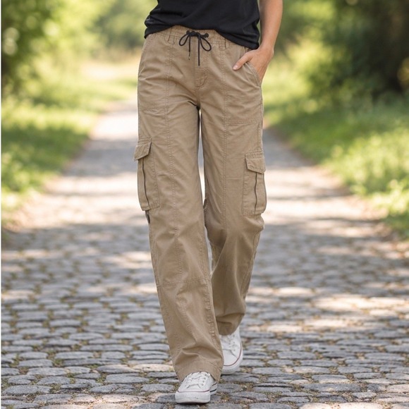 John Galt Pants - John Galt Cargo Pants One Size(S) Tan Good Ripstop Drawstring Utility MH500-Z363